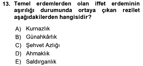 İslam Ahlak Esasları 2015-2016 Ara Sınav - 13. soru