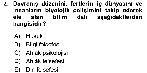 İslam Ahlak Esasları 2016-2017 Ara Sınav - 4. soru