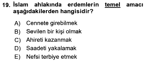 İslam Ahlak Esasları 2016-2017 Ara Sınav - 19. soru