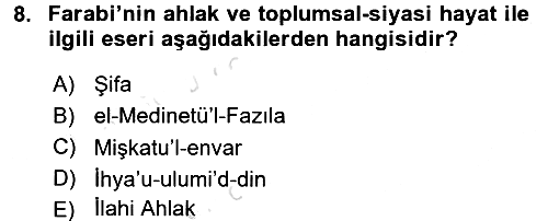 İslam Ahlak Esasları 2017-2018 Ara Sınav - 8. soru