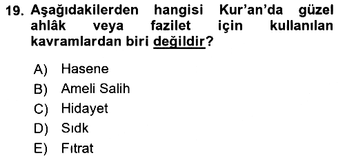 İslam Ahlak Esasları 2021-2022 Ara Sınav - 19. soru