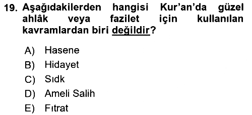 İslam Ahlak Esasları 2023-2024 Ara Sınav - 19. soru