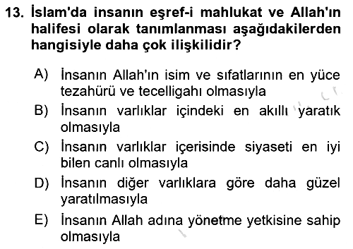 İslam Ahlak Esasları 2024-2025 Ara Sınav - 13. soru