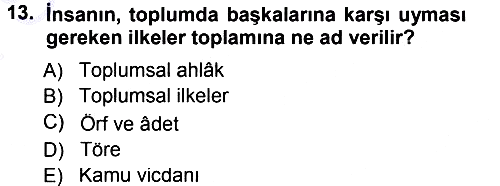 İslam Ahlak Esasları 2012-2013 Dönem Sonu Sınavı - 13. soru