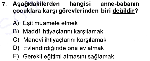 İslam Ahlak Esasları 2013-2014 Dönem Sonu Sınavı - 7. soru