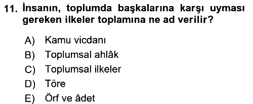 İslam Ahlak Esasları 2016-2017 Dönem Sonu Sınavı - 11. soru