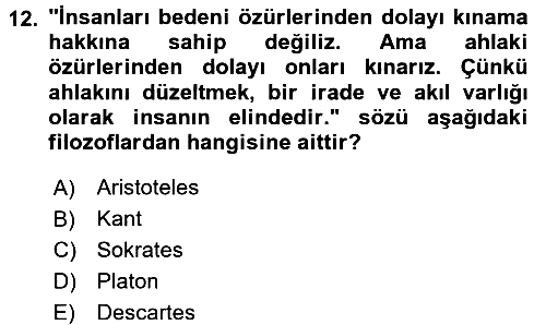 İslam Ahlak Esasları 2016-2017 Dönem Sonu Sınavı - 12. soru