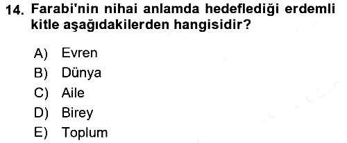 İslam Ahlak Esasları 2016-2017 Dönem Sonu Sınavı - 14. soru