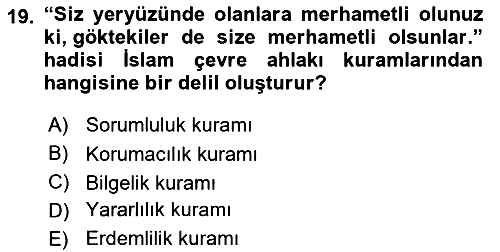 İslam Ahlak Esasları 2021-2022 Dönem Sonu Sınavı - 19. soru