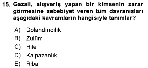 İslam Ahlak Esasları 2022-2023 Dönem Sonu Sınavı - 15. soru