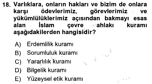 İslam Ahlak Esasları 2023-2024 Dönem Sonu Sınavı - 18. soru