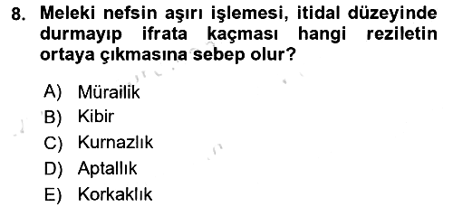 İslam Ahlak Esasları 2024-2025 Dönem Sonu Sınavı - 8. soru