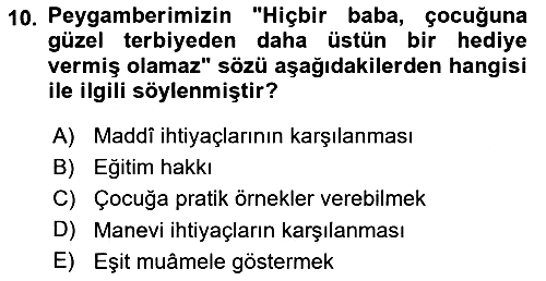 İslam Ahlak Esasları 2024-2025 Dönem Sonu Sınavı - 10. soru