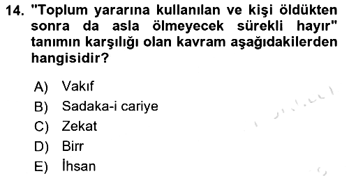 İslam Ahlak Esasları 2024-2025 Dönem Sonu Sınavı - 14. soru