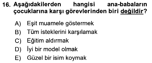 İslam Ahlak Esasları 2022-2023 Yaz Okulu Sınavı - 16. soru