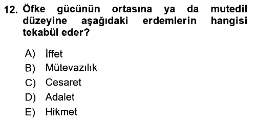 İslam Ahlak Esasları 2024-2025 Yaz Okulu Sınavı - 12. soru