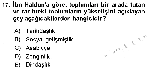 İslam Düşünce Tarihi 2016-2017 3 Ders Sınavı - 17. soru
