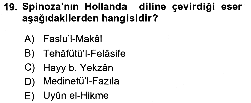 İslam Düşünce Tarihi 2016-2017 3 Ders Sınavı - 19. soru