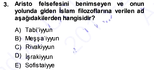 İslam Düşünce Tarihi 2013-2014 Ara Sınav - 3. soru