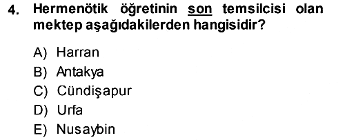 İslam Düşünce Tarihi 2013-2014 Ara Sınav - 4. soru