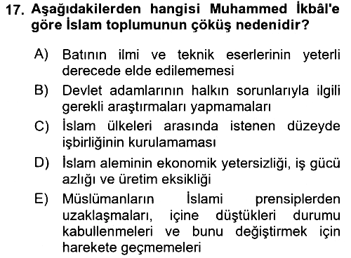 İslam Düşünce Tarihi 2016-2017 Ara Sınav - 17. soru