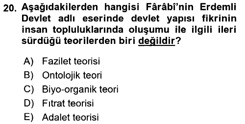 İslam Düşünce Tarihi 2018-2019 Dönem Sonu Sınavı - 20. soru
