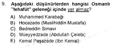 İslam Düşünce Tarihi 2012-2013 Tek Ders Sınavı - 9. soru