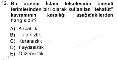 İslam Düşünce Tarihi 2012-2013 Tek Ders Sınavı - 12. soru