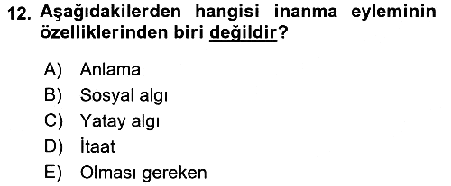 İslam Düşünce Tarihi 2015-2016 Tek Ders Sınavı - 12. soru