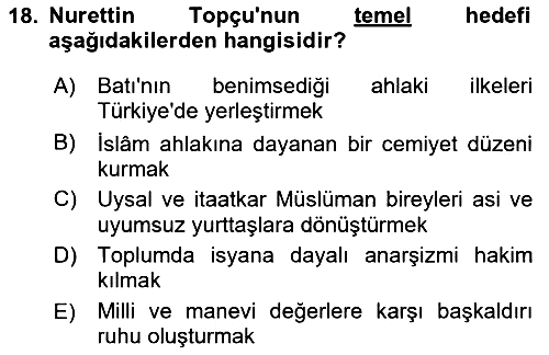 İslam Düşünce Tarihi 2018-2019 Yaz Okulu Sınavı - 18. soru