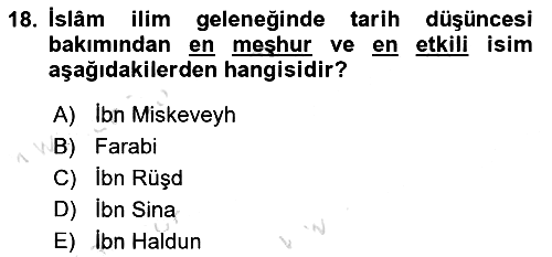 İslam Düşünce Tarihi 2021-2022 Yaz Okulu Sınavı - 18. soru