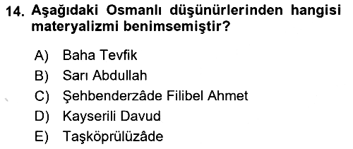 İslam Düşünce Tarihi 2022-2023 Yaz Okulu Sınavı - 14. soru