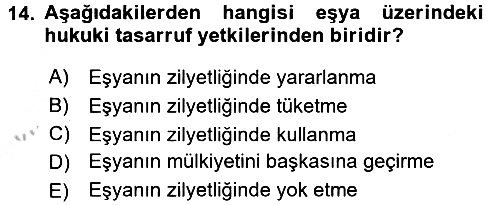 İslam Hukukuna Giriş 2016-2017 3 Ders Sınavı - 14. soru