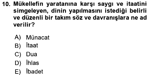 İslam Hukukuna Giriş 2017-2018 3 Ders Sınavı - 10. soru