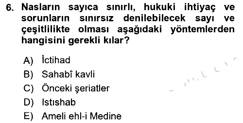 İslam Hukukuna Giriş 2018-2019 3 Ders Sınavı - 6. soru