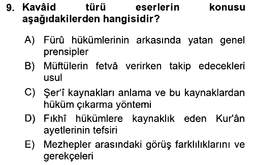 İslam Hukukuna Giriş 2018-2019 3 Ders Sınavı - 9. soru