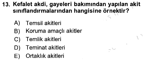 İslam Hukukuna Giriş 2018-2019 3 Ders Sınavı - 13. soru