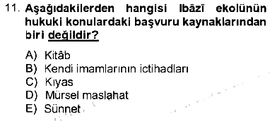 İslam Hukukuna Giriş 2012-2013 Ara Sınav - 11. soru