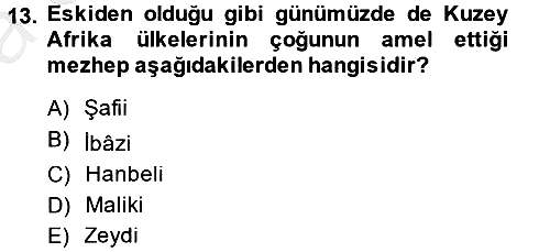 İslam Hukukuna Giriş 2013-2014 Ara Sınav - 13. soru