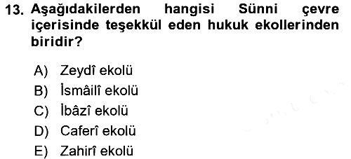 İslam Hukukuna Giriş 2015-2016 Ara Sınav - 13. soru