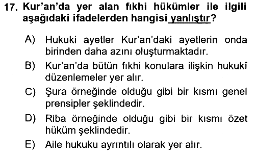 İslam Hukukuna Giriş 2015-2016 Ara Sınav - 17. soru