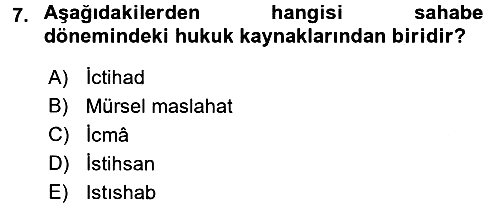 İslam Hukukuna Giriş 2016-2017 Ara Sınav - 7. soru