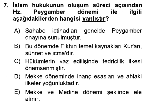 İslam Hukukuna Giriş 2024-2025 Ara Sınav - 7. soru