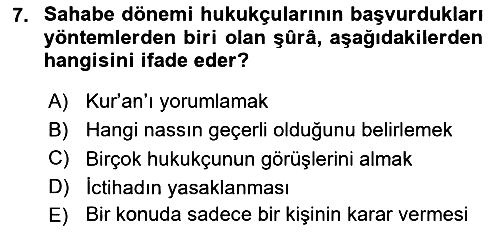 İslam Hukukuna Giriş 2025-2026 Ara Sınav - 7. soru