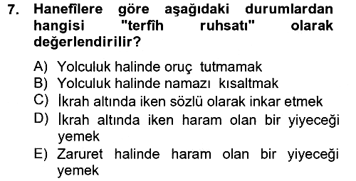 İslam Hukukuna Giriş 2012-2013 Dönem Sonu Sınavı - 7. soru