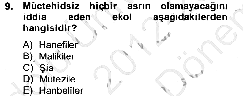 İslam Hukukuna Giriş 2012-2013 Dönem Sonu Sınavı - 9. soru