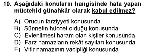 İslam Hukukuna Giriş 2012-2013 Dönem Sonu Sınavı - 10. soru