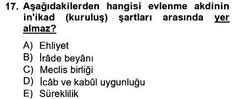 İslam Hukukuna Giriş 2012-2013 Dönem Sonu Sınavı - 17. soru