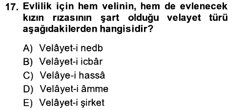 İslam Hukukuna Giriş 2013-2014 Dönem Sonu Sınavı - 17. soru