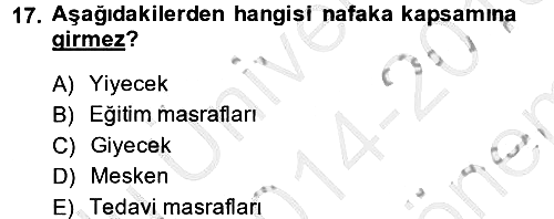İslam Hukukuna Giriş 2014-2015 Dönem Sonu Sınavı - 17. soru